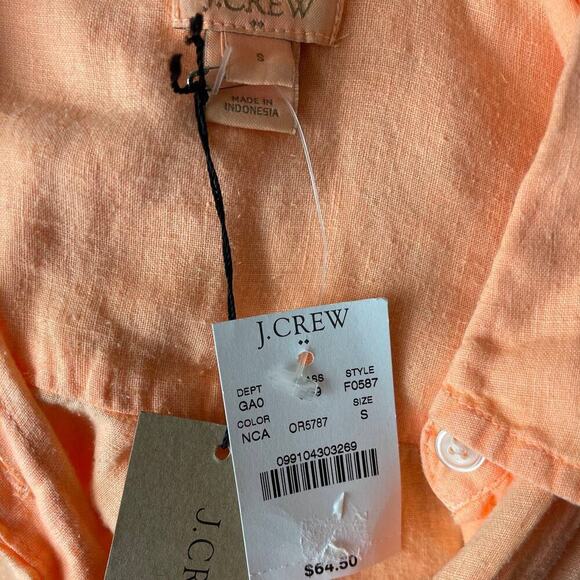 J. Crew Factory I Peach Linen Button Up Long Sleeve Shirt I S Beach Vacation - Picture 4 of 6